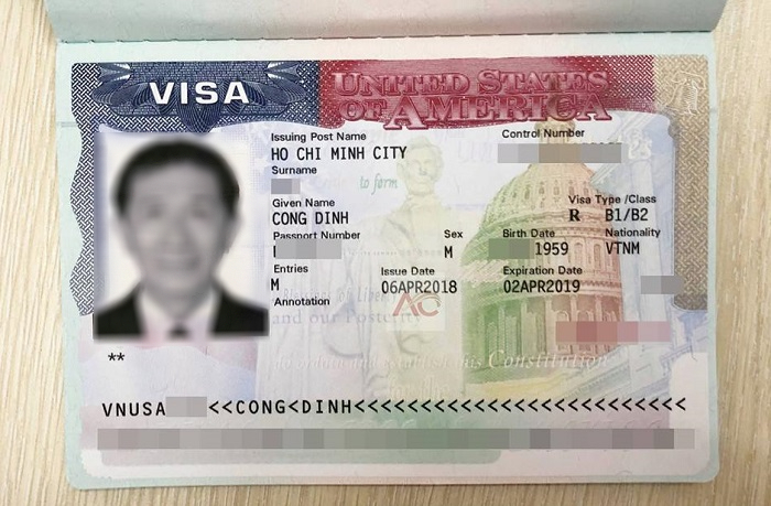 Một mẫu visa Mỹ B1/B2