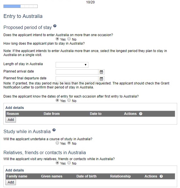 Đơn xin visa Úc online trang 10