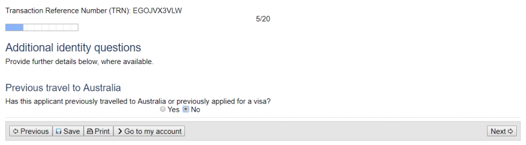 Đơn xin visa Úc online trang 5
