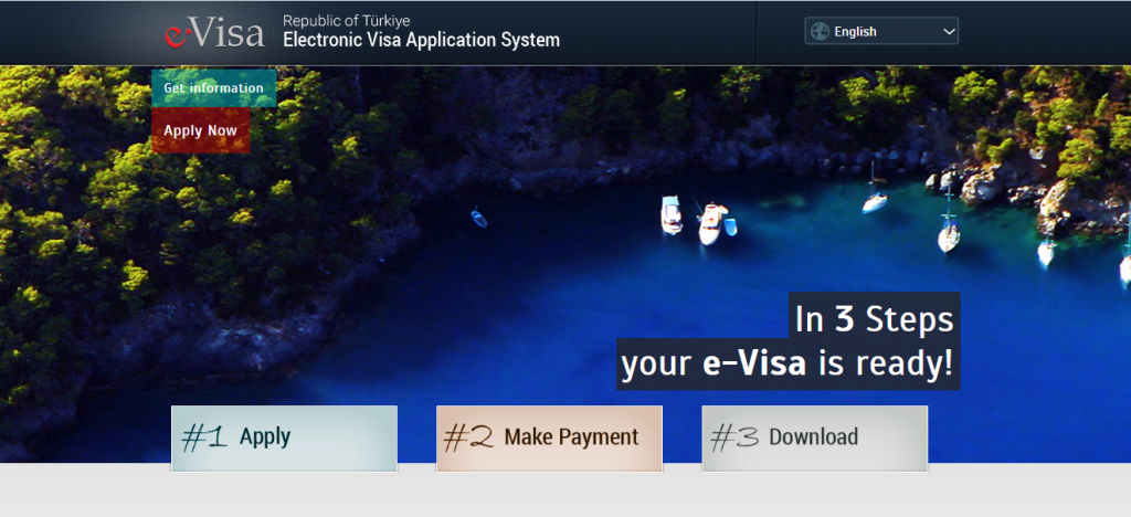Giao diện website xin visa Thổ Nhĩ Kỳ điện tử